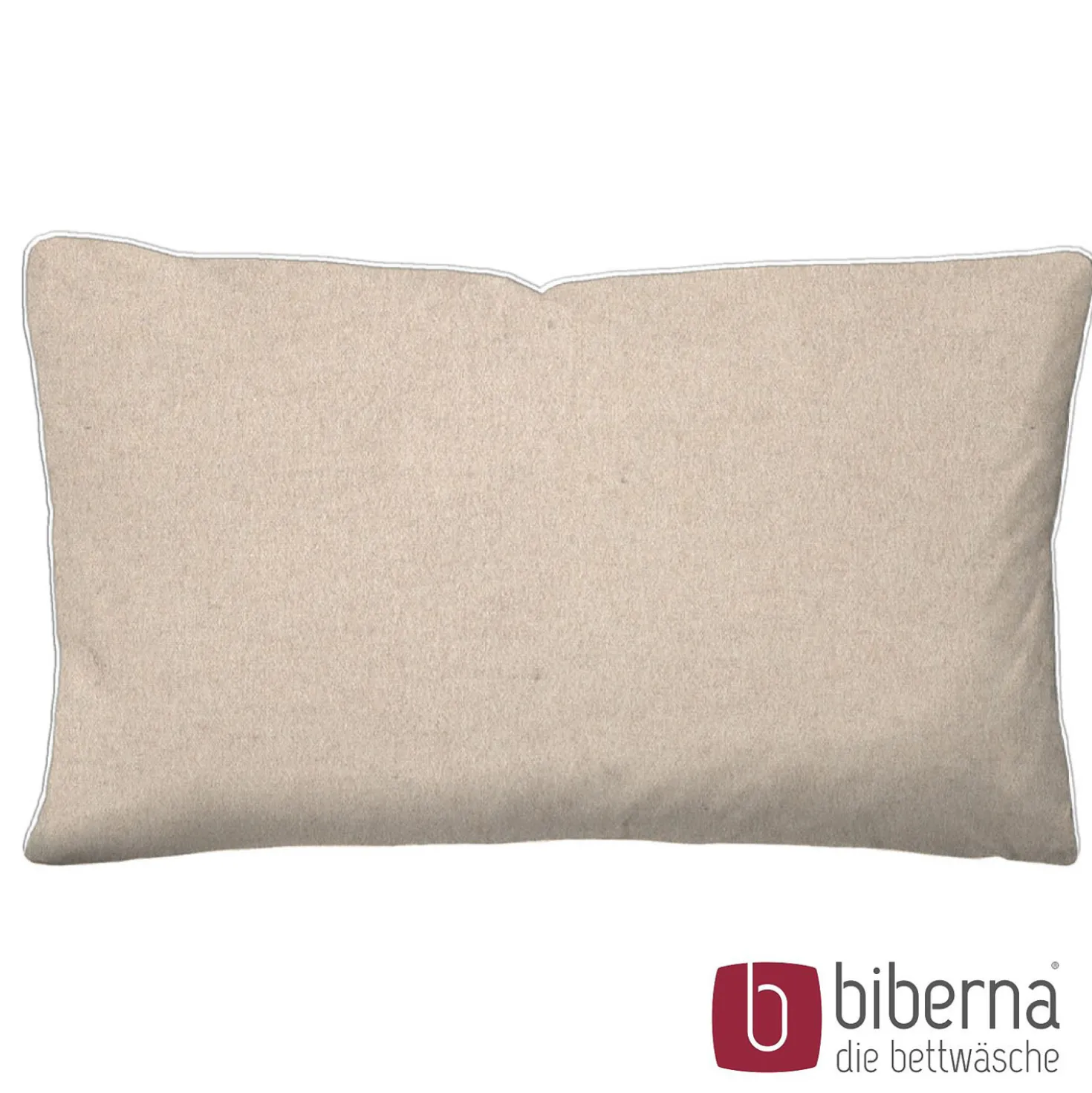 biberna Melange-Flanell Kopfkissenbezug MELANGE UNI kitt, 40x60 cm
