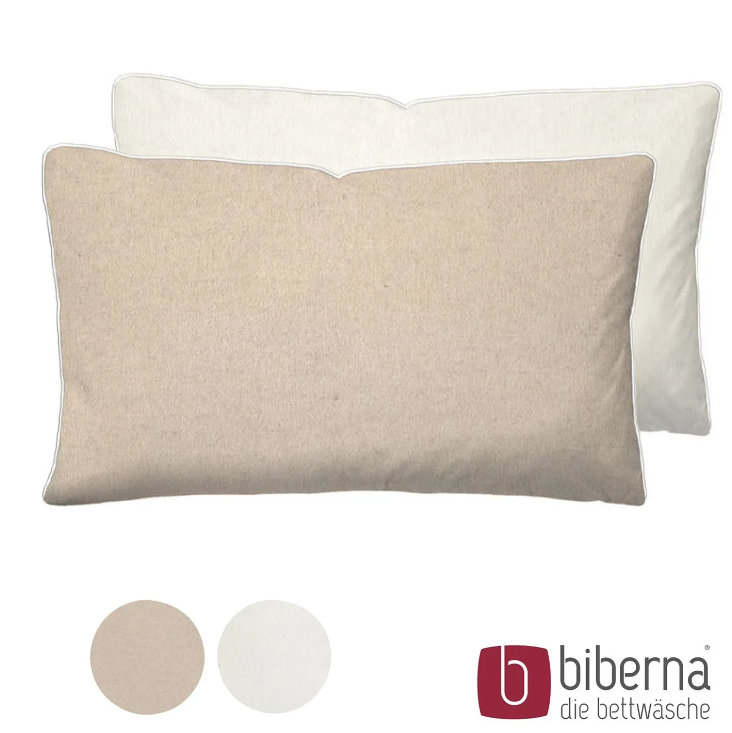 biberna Melange-Flanell Kopfkissenbezug MELANGE UNI kitt, 40x60 cm