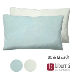 biberna Melange-Flanell Kopfkissenbezug MELANGE UNI ciel, 40x60 cm