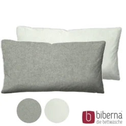 biberna Melange-Flanell Kopfkissenbezug MELANGE UNI sturmgrau, 40x80 cm