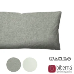 biberna Melange-Flanell Kopfkissenbezug MELANGE UNI sturmgrau, 40x80 cm