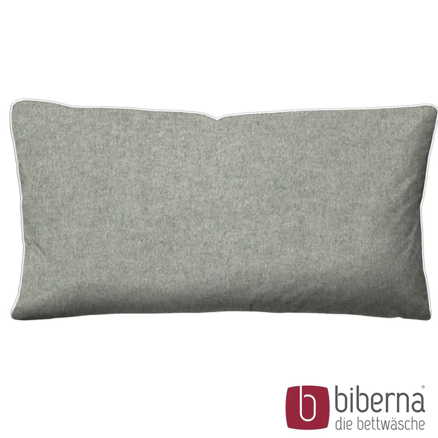 biberna Melange-Flanell Kopfkissenbezug MELANGE UNI sturmgrau, 40x80 cm