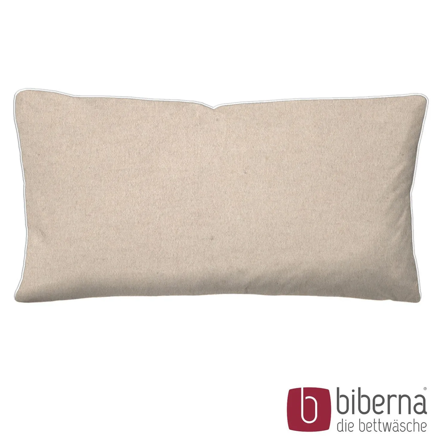 biberna Melange-Flanell Kopfkissenbezug MELANGE UNI kitt, 40x80 cm