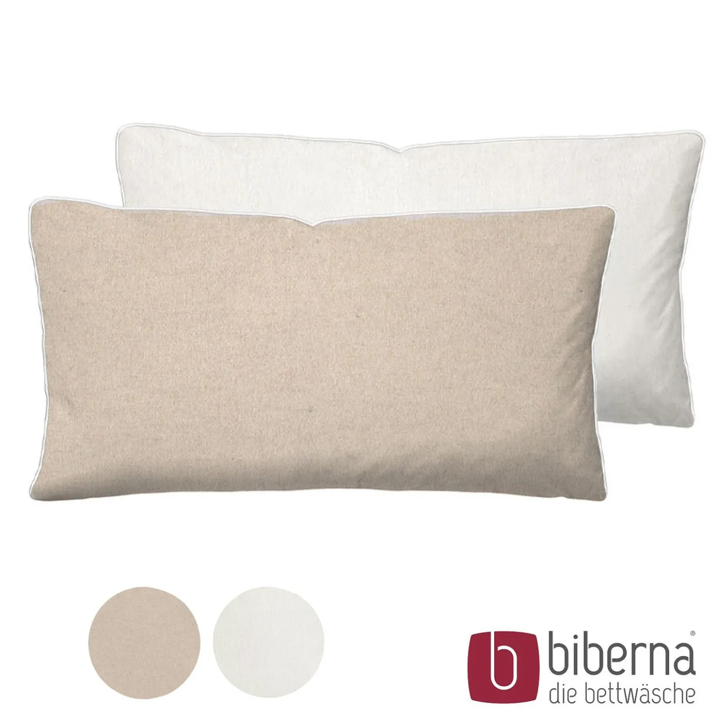 biberna Melange-Flanell Kopfkissenbezug MELANGE UNI kitt, 40x80 cm
