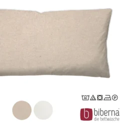 biberna Melange-Flanell Kopfkissenbezug MELANGE UNI kitt, 40x80 cm