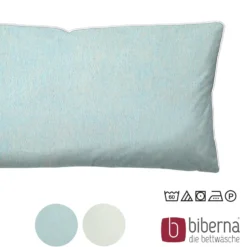 biberna Melange-Flanell Kopfkissenbezug MELANGE UNI ciel, 40x80 cm
