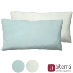 biberna Melange-Flanell Kopfkissenbezug MELANGE UNI ciel, 40x80 cm