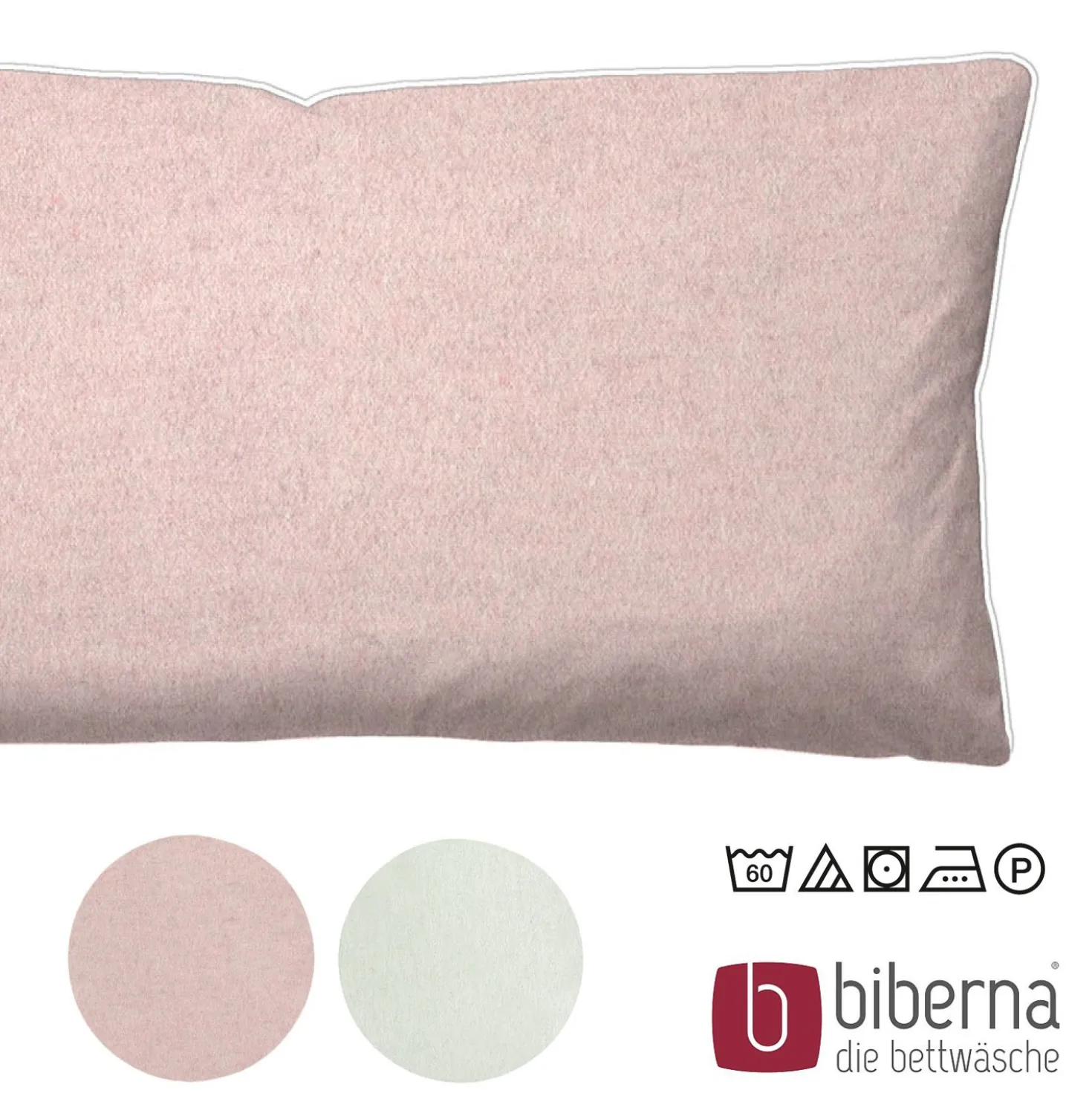 biberna Melange-Flanell Kopfkissenbezug MELANGE UNI rose, 40x80 cm