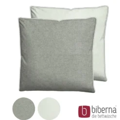 biberna Melange-Flanell Kopfkissenbezug MELANGE UNI sturmgrau, 80x80 cm