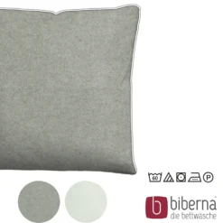 biberna Melange-Flanell Kopfkissenbezug MELANGE UNI sturmgrau, 80x80 cm