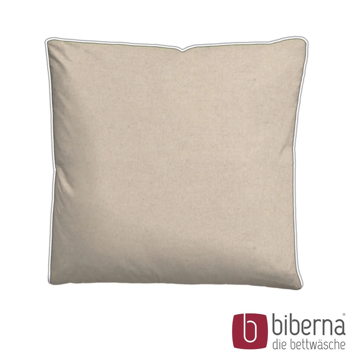 biberna Melange-Flanell Kopfkissenbezug MELANGE UNI kitt, 80x80 cm