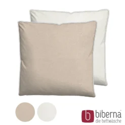 biberna Melange-Flanell Kopfkissenbezug MELANGE UNI kitt, 80x80 cm
