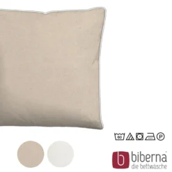 biberna Melange-Flanell Kopfkissenbezug MELANGE UNI kitt, 80x80 cm