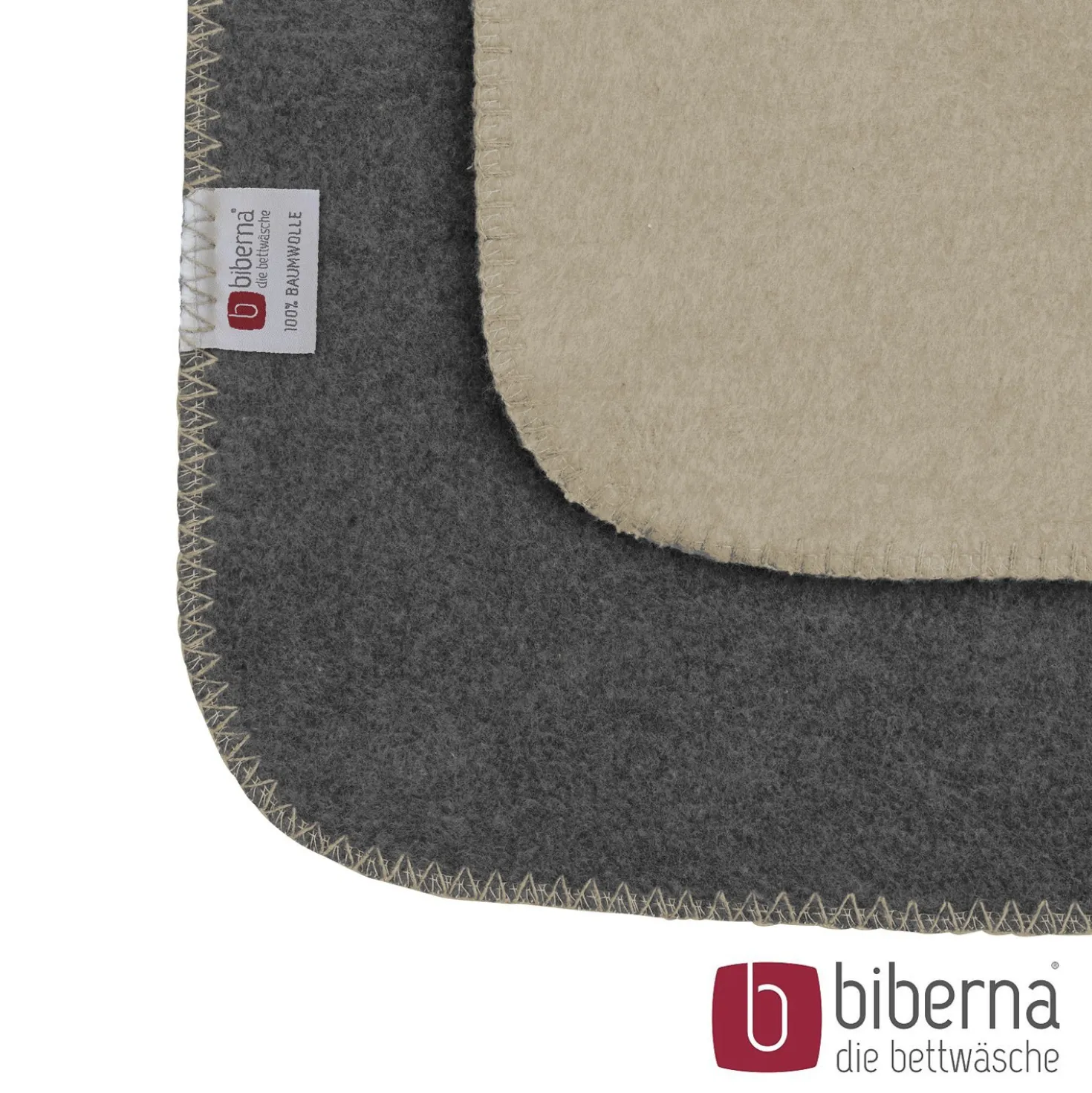 biberna Melange Wohndecke UNI kitt, 150x200 cm