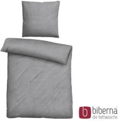 biberna Musselin Bettwäsche UNI sturmgrau, 135x200 cm + 80x80 cm