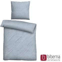 biberna Musselin Bettwäsche UNI taubenblau, 155x220 cm + 80x80 cm