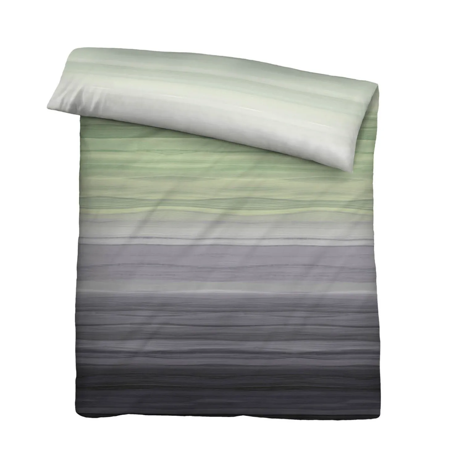 biberna Satin Bettwäsche Streifen pistaziengrün, 135x200 cm + 80x80 cm