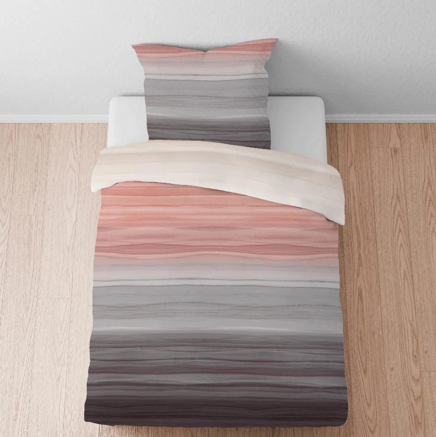 biberna Satin Bettwäsche Streifen gold, 155x220 cm + 80x80 cm