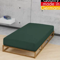 biberna Spannbetttuch Melange dunkelgrün, 140x200 cm - 160x200 cm