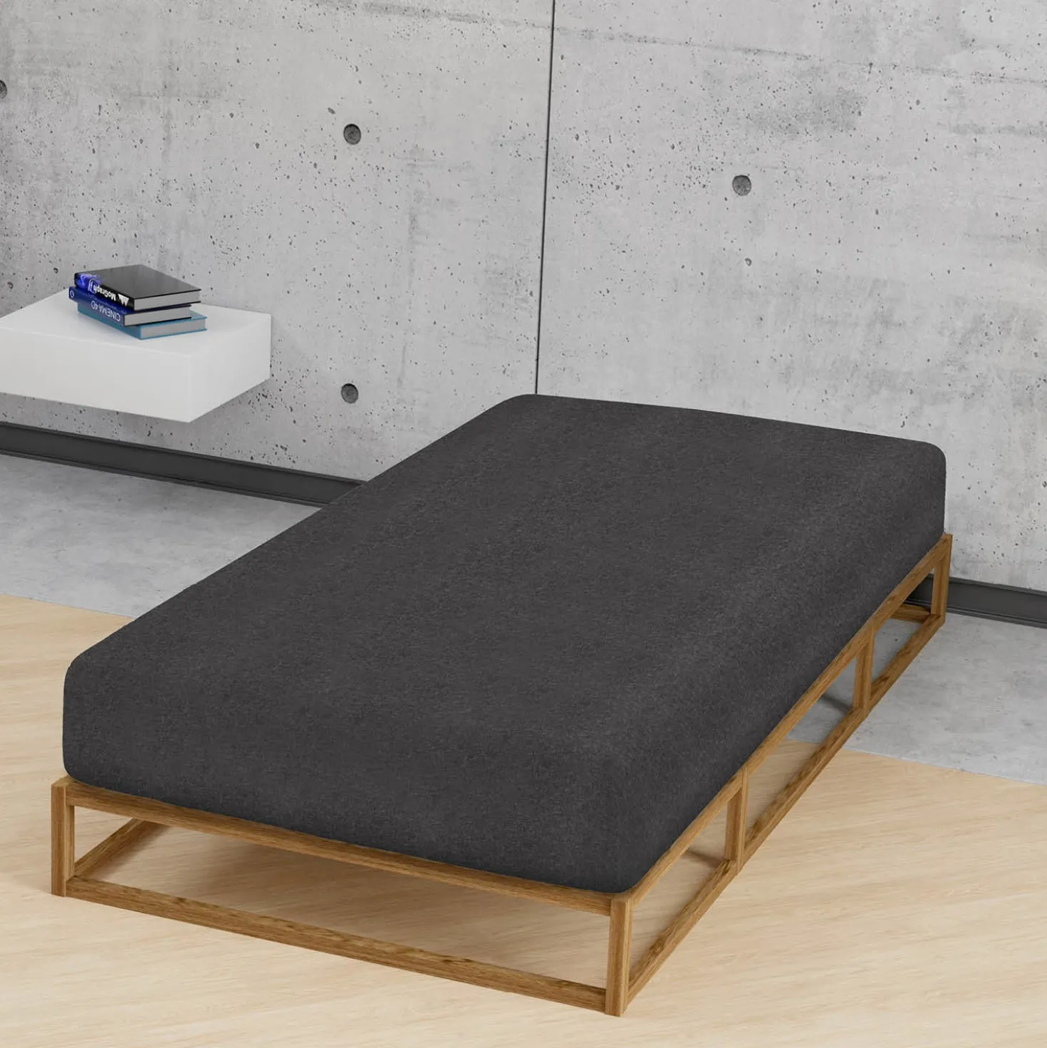 biberna Spannbetttuch Melange uni titanium, 1x 180x200 cm - 200x200 cm