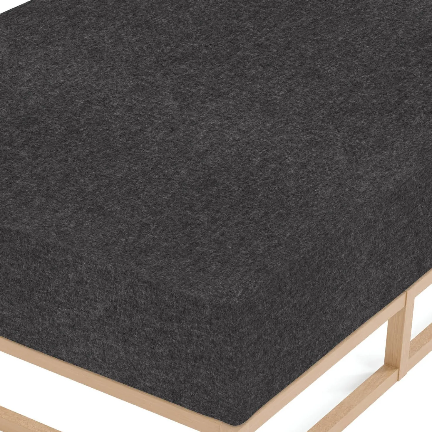 biberna Spannbetttuch Melange uni titanium, 1x 180x200 cm - 200x200 cm