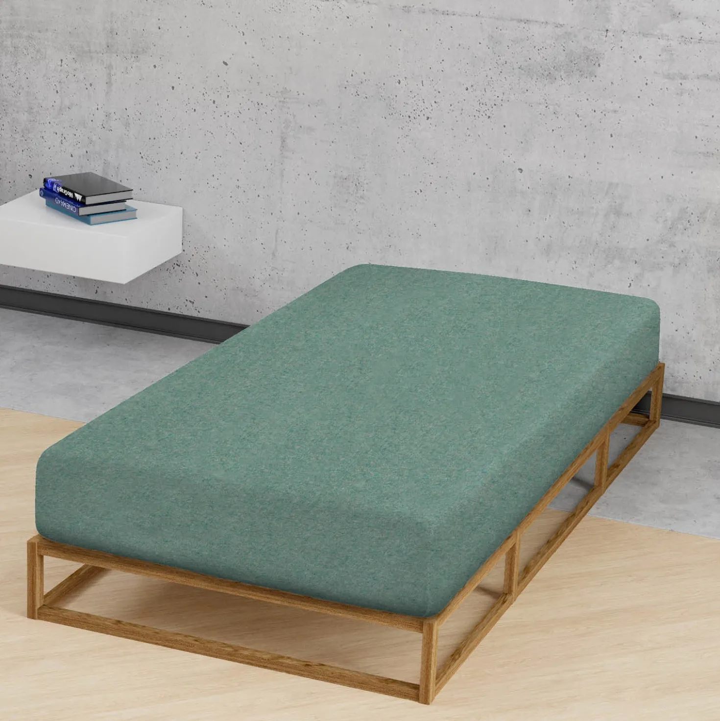 biberna Spannbetttuch Melange uni fichte, 1x 180x200 cm - 200x200 cm