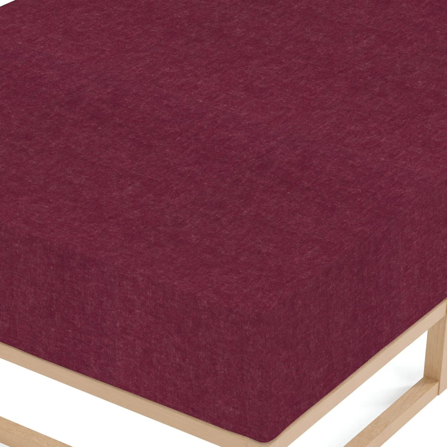 biberna Spannbetttuch Melange uni burgund, 1x 180x200 cm - 200x200 cm