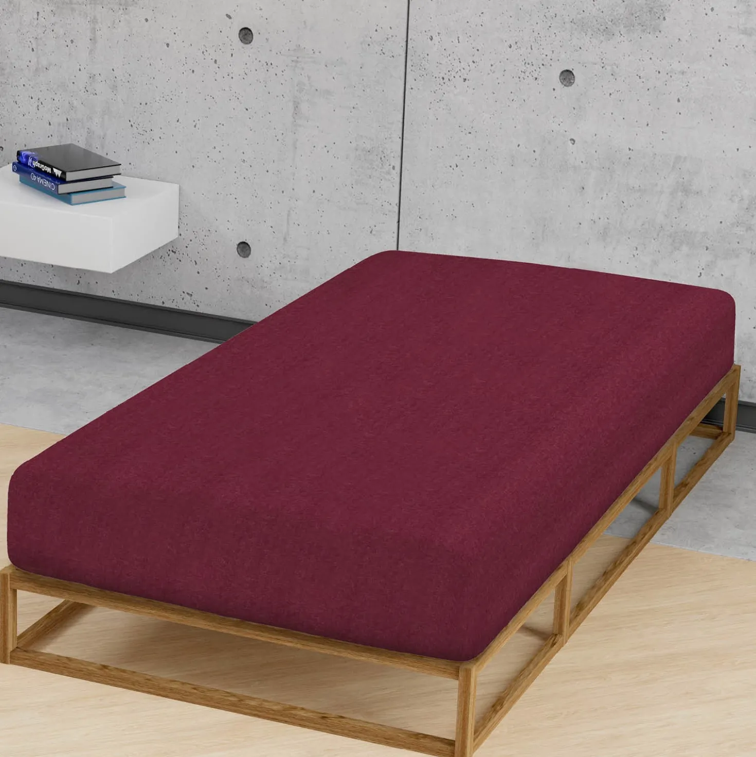 biberna Spannbetttuch Melange uni burgund, 1x 180x200 cm - 200x200 cm