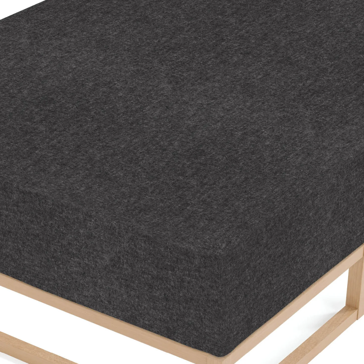 biberna Spannbetttuch Melange uni titanium, 1x 140x200 cm - 160x200 cm
