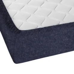 biberna Spannbetttuch Melange uni marine, 1x 140x200 cm - 160x200 cm