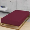 biberna Spannbetttuch Melange uni burgund, 1x 140x200 cm - 160x200 cm