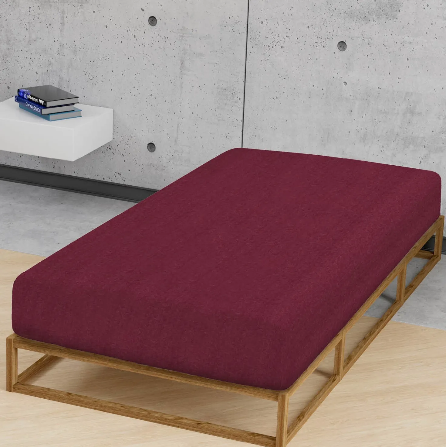 biberna Spannbetttuch Melange uni burgund, 1x 140x200 cm - 160x200 cm