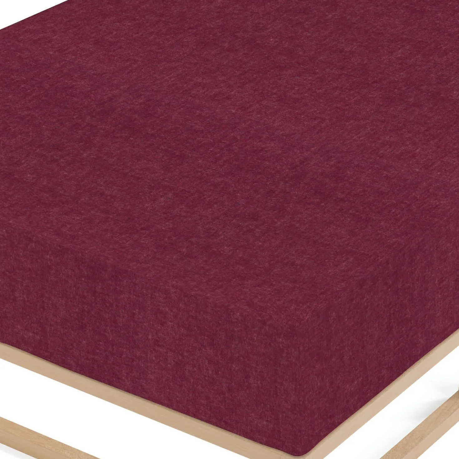 biberna Spannbetttuch Melange uni burgund, 1x 140x200 cm - 160x200 cm
