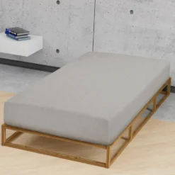 biberna Spannbetttuch Melange uni sturmgrau, 1x 90x190 cm - 100x200 cm