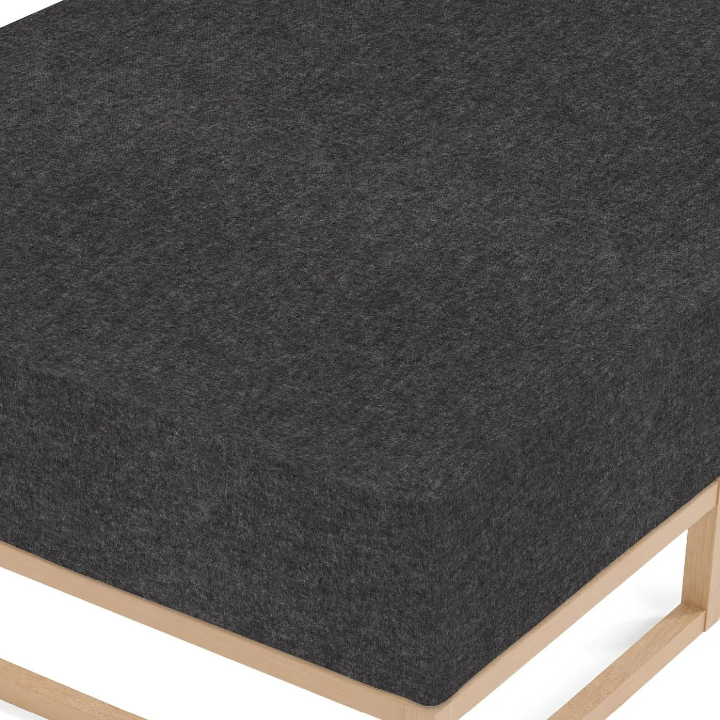 biberna Spannbetttuch Melange uni titanium, 1x 90x190 cm - 100x200 cm