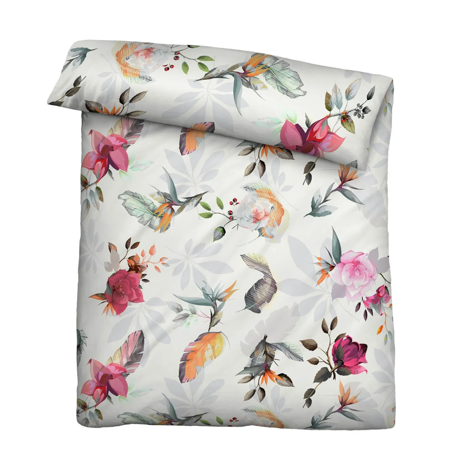 biberna Tencel Bettwäsche Frühling , 1x 155x220 cm + 1x 80x80 cm
