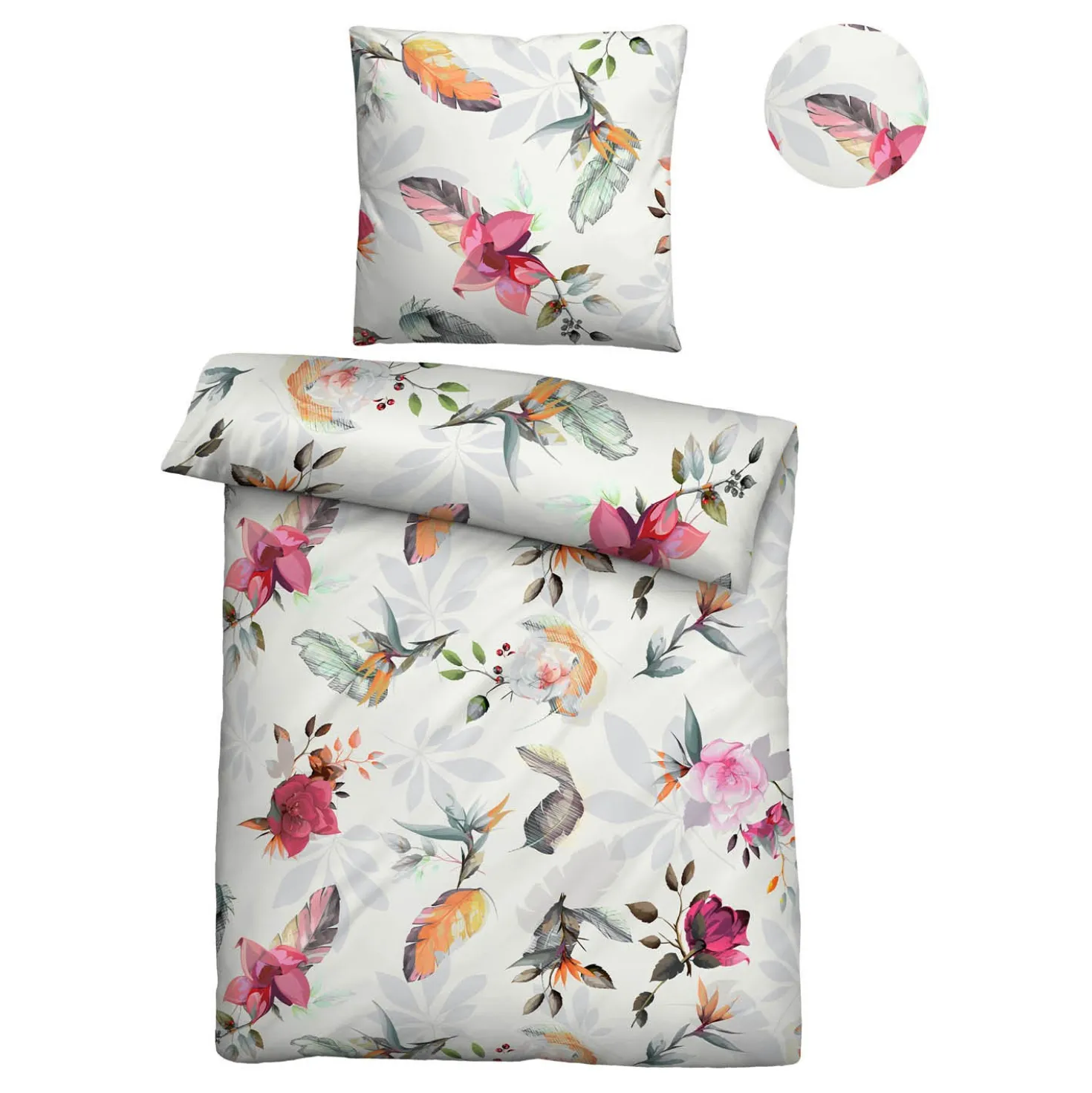 biberna Tencel Bettwäsche Frühling , 1x 155x220 cm + 1x 80x80 cm