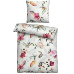 biberna Tencel Bettwäsche Frühling , 1x 155x220 cm + 1x 80x80 cm