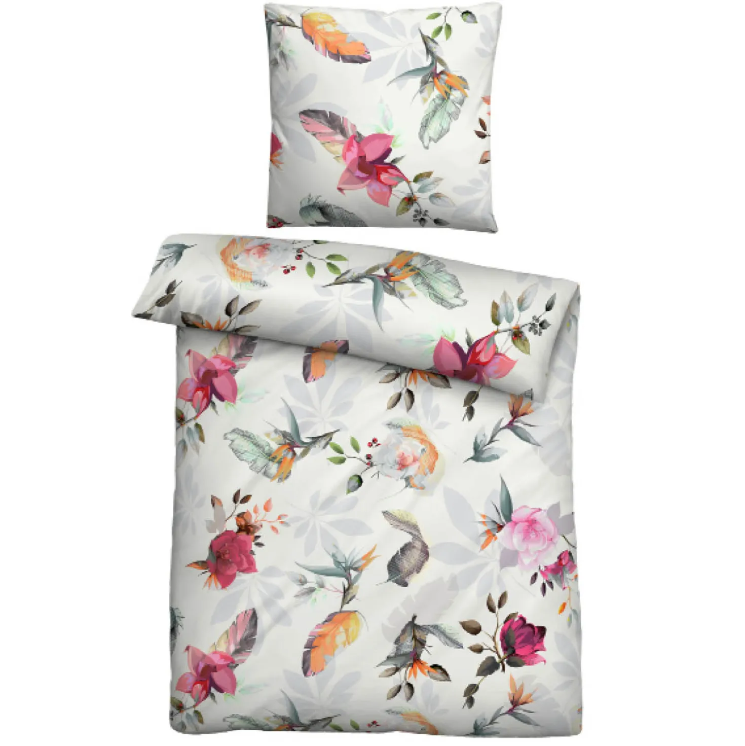 biberna Tencel Bettwäsche Frühling , 1x 155x220 cm + 1x 80x80 cm