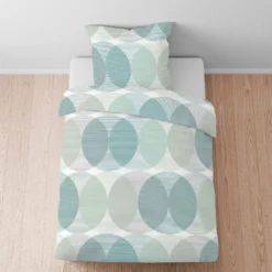 biberna Tencel Bettwäsche KREISE aqua, 1x 135x200 cm + 1x 80x80 cm
