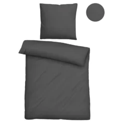 biberna Tencel Bettwäsche UNI titanium, 1x 135x200 cm + 1x 80x80 cm