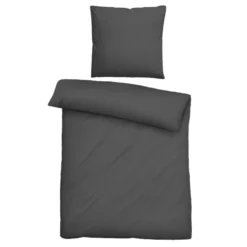 biberna Tencel Bettwäsche UNI titanium, 1x 135x200 cm + 1x 80x80 cm