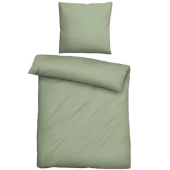 biberna Tencel-Flanell Bettwäsche uni oliv, 155x220 cm + 80x80 cm
