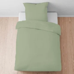 biberna Tencel-Flanell Bettwäsche uni oliv, 155x220 cm + 80x80 cm
