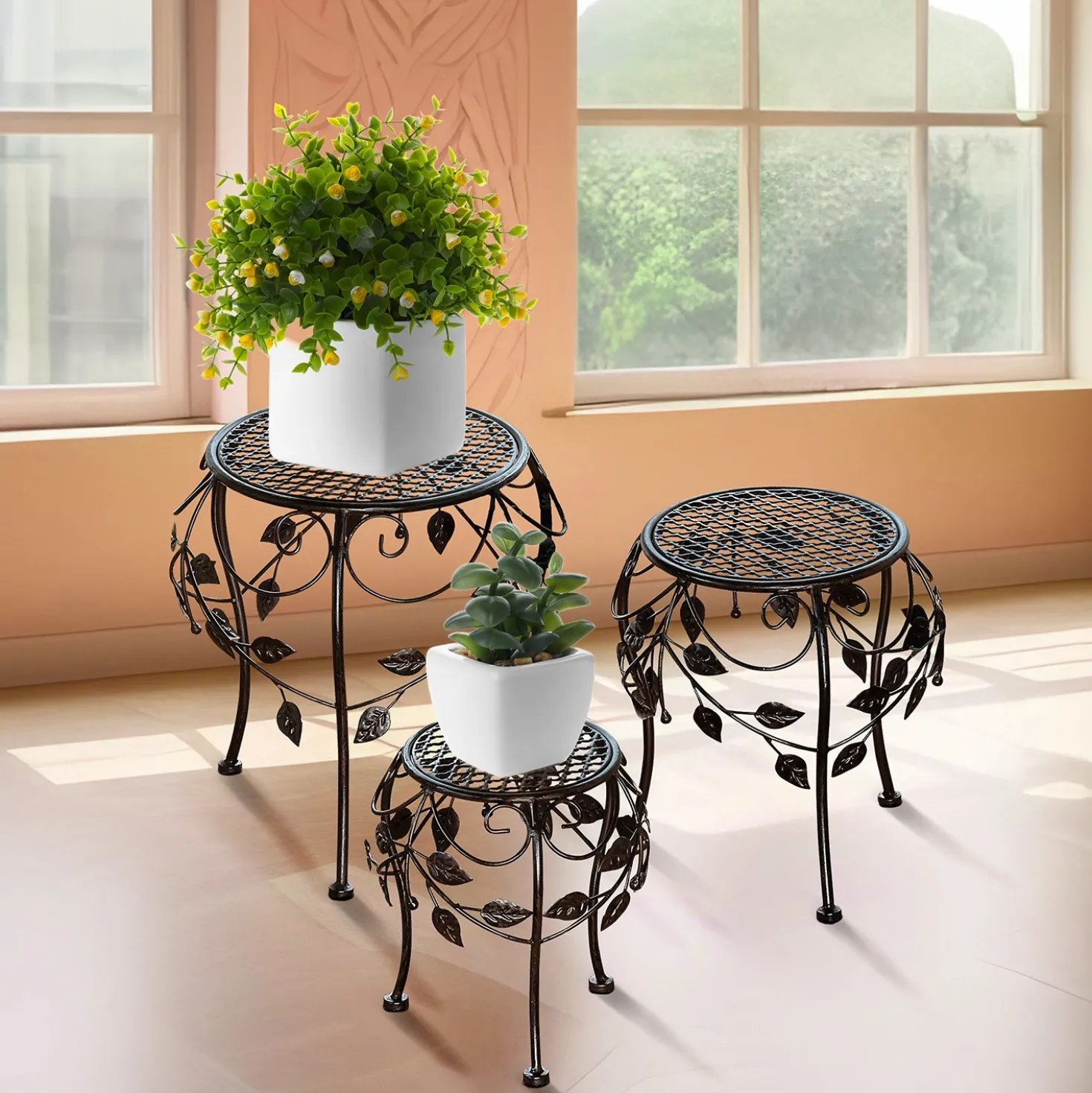 Blumenhocker, metall, 3er-Set