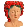 Blumentopf Frauenkopf mit Erdbeeren aus Magnesia