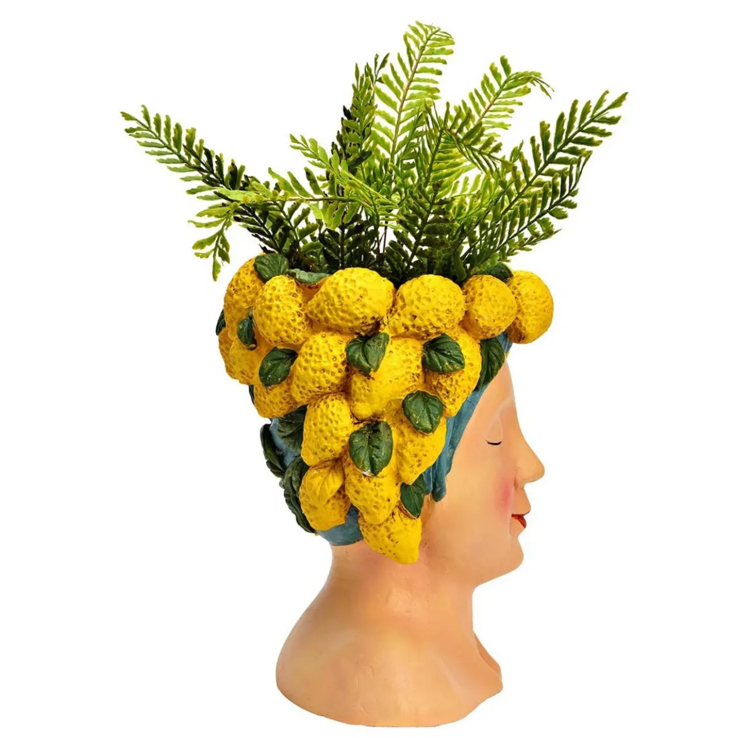 Blumentopf Frauenkopf mit Zitronen aus Magnesia