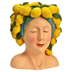 Blumentopf Frauenkopf mit Zitronen aus Magnesia