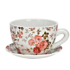 Blumentopf Pflanztasse "Blumen" aus Keramik klein