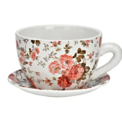 Blumentopf Pflanztasse "Blumen" aus Keramik mittel